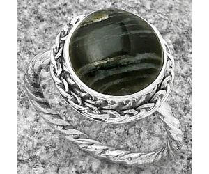 Natural Silver Leaf Obsidian Ring size-8 SDR189035 R-1142, 12x12 mm