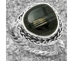 Natural Silver Leaf Obsidian Ring size-7 SDR189064 R-1142, 12x12 mm