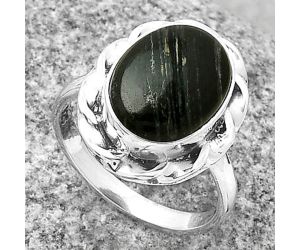 Natural Silver Leaf Obsidian Ring size-7 SDR189165 R-1083, 10x14 mm