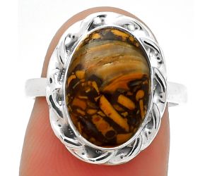 Natural Coquina Fossil Jasper - India Ring size-7 SDR189200 R-1083, 9x14 mm