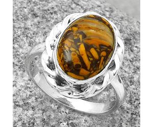 Natural Coquina Fossil Jasper - India Ring size-7 SDR189200 R-1083, 9x14 mm