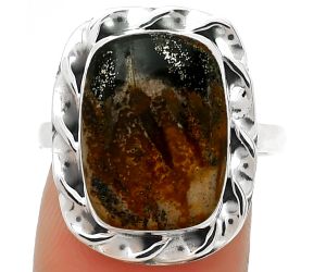 Natural Palm Root Fossil Agate Ring size-8 SDR189225 R-1083, 11x15 mm