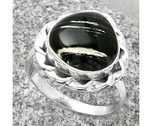 Natural Silver Leaf Obsidian Ring size-9 SDR189245 R-1083, 13x13 mm