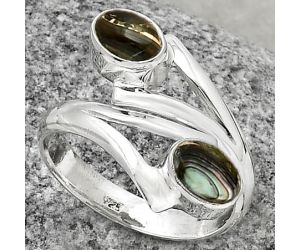 Natural Copper Abalone Shell Ring size-7.5 SDR189486 R-1144, 7x5 mm
