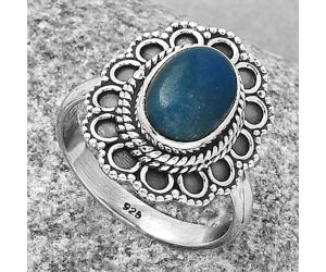Natural Blue Quartz Ring size-7.5 SDR189670 R-1256, 7x10 mm