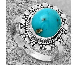 Rare Persian Turquoise With Pyrite Ring size-7.5 SDR189869, 9x11 mm