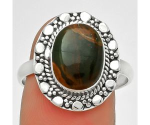 Natural Turkish Rainforest Chrysocolla Ring size-9 SDR189878 R-1399, 9x12 mm