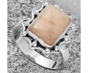 Natural Pink Scolecite Ring size-7.5 SDR189930 R-1189, 9x12 mm