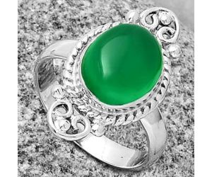 Natural Green Onyx Ring size-7 SDR189945 R-1500, 10x12 mm