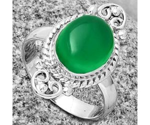 Natural Green Onyx Ring size-7.5 SDR189959 R-1500, 10x12 mm