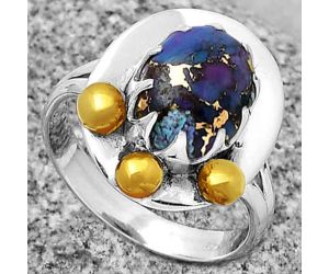 Two Tone - Copper Purple Turquoise Ring size-8 SDR189982 R-1503, 8x12 mm