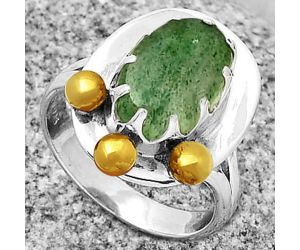 Two Tone - Natural Green Aventurine Ring size-7 SDR189985 R-1503, 8x12 mm
