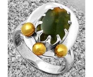 Two Tone - Natural Chrome Chalcedony Ring size-6.5 SDR189987 R-1503, 8x12 mm