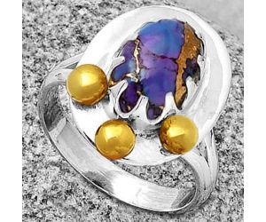 Two Tone - Copper Purple Turquoise Ring size-7.5 SDR189988 R-1503, 8x12 mm