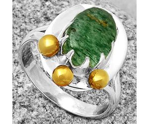 Two Tone - Natural Green Aventurine Ring size-8.5 SDR189991 R-1503, 8x12 mm