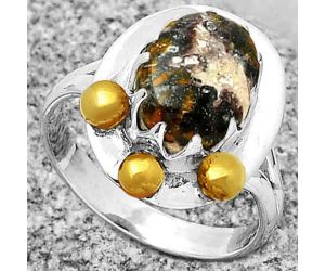 Two Tone - Indian Blanket Jasper Ring size-8.5 SDR189994 R-1503, 9x12 mm