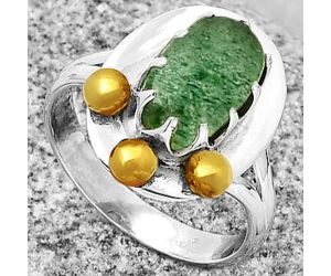 Two Tone - Natural Green Aventurine Ring size-8.5 SDR189996 R-1503, 7x12 mm
