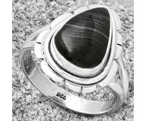 Crown Of Silver Psilomelane - Black Malachite Ring size-7.5 SDR190109 R-1342, 9x13 mm