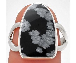 Natural Snow Flake Obsidian Ring size-7 SDR190323 R-1002, 11x16 mm