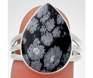 Natural Snow Flake Obsidian Ring size-7.5 SDR190347 R-1003, 13x18 mm