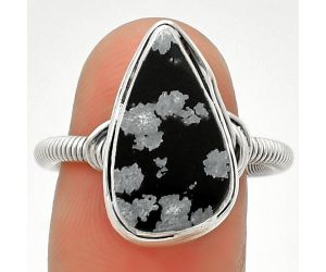 Natural Snow Flake Obsidian Ring size-8 SDR190453 R-1415, 10x17 mm