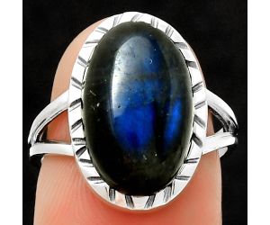 Blue Fire Labradorite - Madagascar Ring size-7 SDR190617 R-1074, 10x16 mm