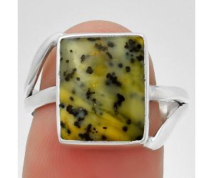 Natural Russian Honey Dendrite Opal Ring size-8 SDR190724, 10x13 mm