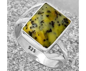 Natural Russian Honey Dendrite Opal Ring size-8 SDR190724, 10x13 mm