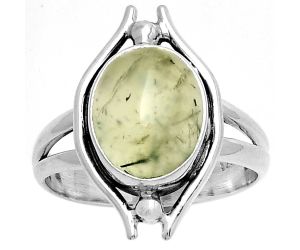 Natural Prehnite Ring size-8.5 SDR190776 R-1663, 10x12 mm
