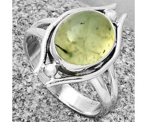 Natural Prehnite Ring size-8.5 SDR190776 R-1663, 10x12 mm