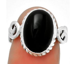Natural Black Onyx - Brazil Ring size-7.5 SDR191092 R-1652, 10x14 mm