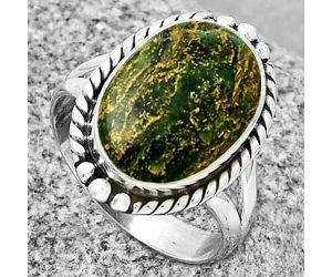 Natural Green Fuchsite Ring size-8.5 SDR191102 R-1253, 11x16 mm