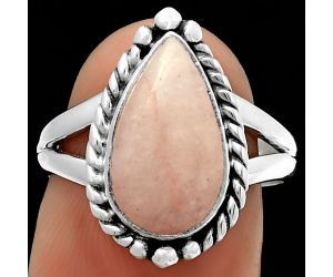 Natural Pink Scolecite Ring size-7.5 SDR191127 R-1253, 8x14 mm