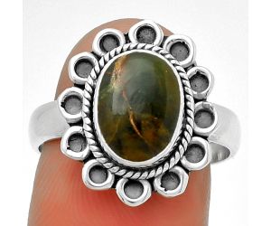 Natural Chrome Chalcedony Ring size-8.5 SDR191134 R-1256, 8x10 mm
