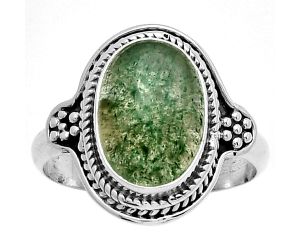Natural Green Aventurine Ring size-8 SDR191202 R-1312, 9x13 mm