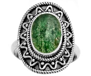 Natural Green Aventurine Ring size-9 SDR191231 R-1501, 9x13 mm