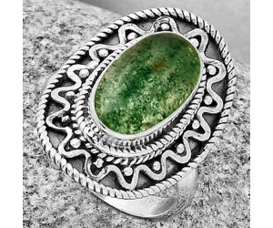 Natural Green Aventurine Ring size-6.5 SDR191252 R-1501, 8x13 mm