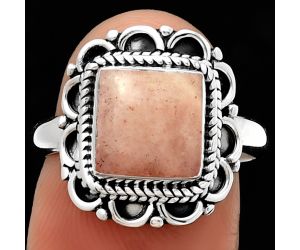 Natural Pink Scolecite Ring size-7 SDR191286 R-1256, 8x8 mm