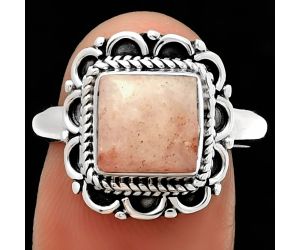 Natural Pink Scolecite Ring size-8 SDR191288 R-1256, 8x8 mm