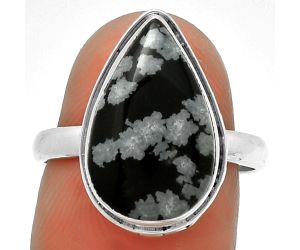 Natural Snow Flake Obsidian Ring size-7.5 SDR191440 R-1499, 10x17 mm