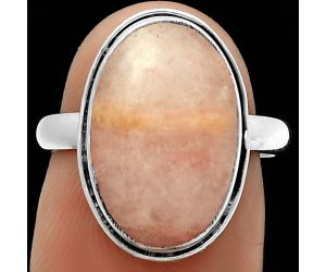 Natural Pink Scolecite Ring size-7 SDR191458 R-1499, 11x16 mm