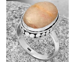 Natural Pink Scolecite Ring size-7 SDR191458 R-1499, 11x16 mm
