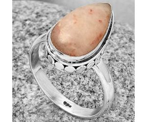 Natural Pink Scolecite Ring size-7 SDR191459 R-1499, 8x15 mm