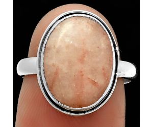 Natural Pink Scolecite Ring size-7 SDR191460 R-1499, 11x14 mm