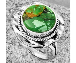 Natural Green Matrix Turquoise Ring size-7 SDR191481 R-1212, 14x14 mm