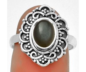 Natural Gray Moonstone Ring size-7.5 SDR191710 R-1147, 6x8 mm