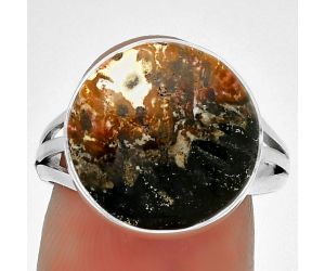 Natural Palm Root Fossil Agate Ring size-8 SDR191819 R-1003, 15x15 mm
