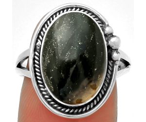 Natural Palm Root Fossil Agate Ring size-8 SDR192250 R-1148, 11x16 mm