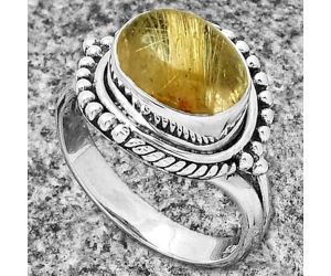 Natural Golden Rutile Ring size-7 SDR192593, 9x11 mm