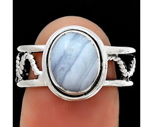 Blue Lace Agate - South Africa Ring size-7.5 SDR192898 R-1255, 8x10 mm
